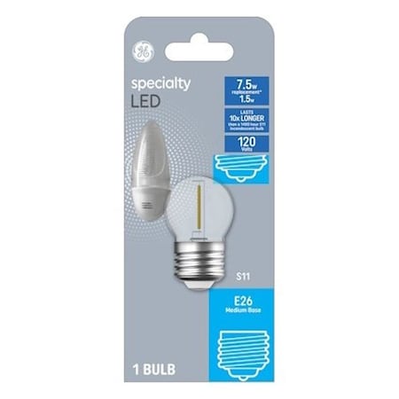 Ge LED Bulb, S11 Lamp, 7.5 W Equivalent, E26/24 Medium Lamp Base, Clear, Soft White Light 93129012