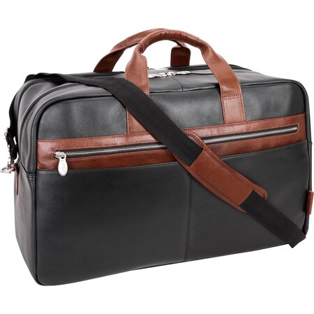 Mckleinusa McKlein USA 19112 21 in. U Series Wellington Leather Two-tone Dual-Compartment Laptop & Tablet Carry-All Duffel Bag; Black 19112