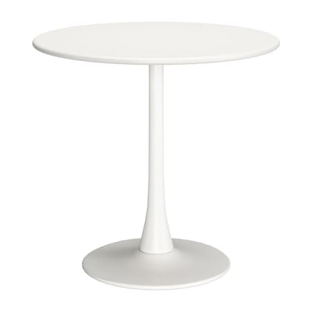 Homeroots 32" White Steel Pedestal Base Round Top Dining Table 572233