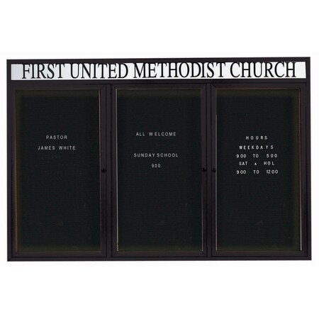 Aarco Illuminated Outdoor Enclosed Directory w/ Al Frame Header, Powder Coated Black, 48''Hx72''W OADC4872-3HIBK