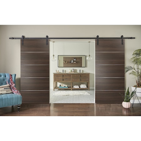 Sartodoors Sliding Double Barn Doors with Hardware, Planum 0020 Chocolate Ash, 13FT Rail Hangers Sturdy Set, M PLANUM0020DB-CA-48