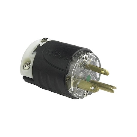 Pass & Seymour Straight Blade Plug, 6-20P, 20 A, 250V AC, 2 Pole, Screw Terminals, Grounded PS5466XHG