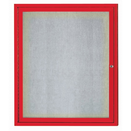 Aarco Outdoor Illuminated Enclosed Bulletin Board w/ Al Frame, Powder Coated Red, 36''Hx30''W ODCC3630RIR
