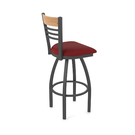 Holland Bar Stool Co Eleanor 36in Swivel Extra Tall Bar Stool with Pewter Finish, Medium Back and Graph Ruby Seat 880