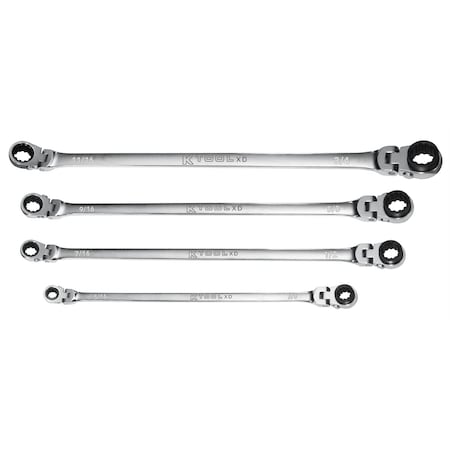 K-Tool International 4Pc Sae 120 Tooth Double Flex Ratcheting Wrench Set 130252000383