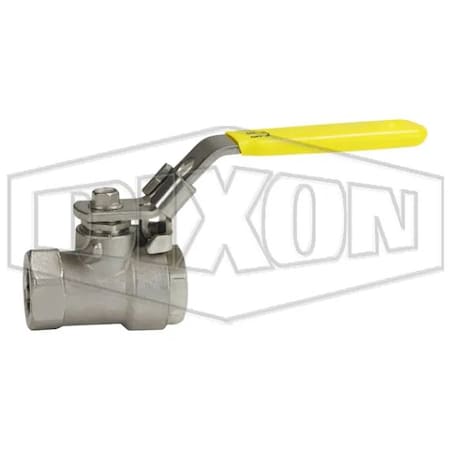 Dixon 2 pc Ball Valve, 3/8 in Nominal, FNPT End Style, 316 SSss Steel Body, Full Port, PTFE Seal Soft DSBV38