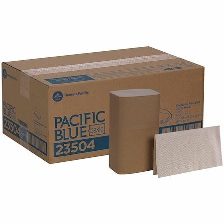 Georgia-Pacific Pacific Blue Basic Single Fold Paper Towels, 1 Ply, 250 Sheets, Brown, 16 PK 23504
