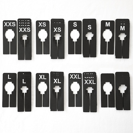 Nahanco Clothing Rack Size Dividers, Rectangular Black, White Print8 Sizes, 5 pc. each, 40PK QSDBWKIT4