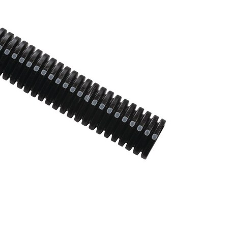 Hellerman Tyton Convoluted Tubing, Slit, 0.25" Dia, PA6, Black with Gray Stripe, 100 ft/pkg 169-60022