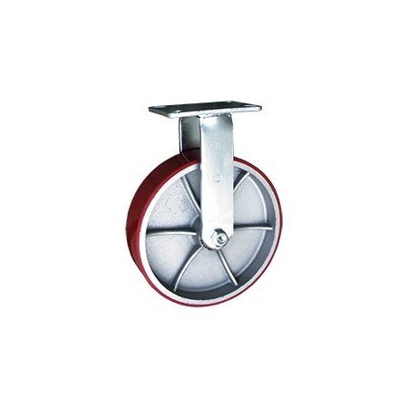 Service Caster 12 Inch Extra Heavy Duty Red Poly on Cast Iron Wheel Rigid Top Plate Caster SCC-KP92R1230-PUR-RS