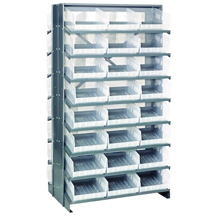 Quantum Storage Systems DOUBLE SIDED PICK RACK W/48 CLEAR BINS QPRD-210CL