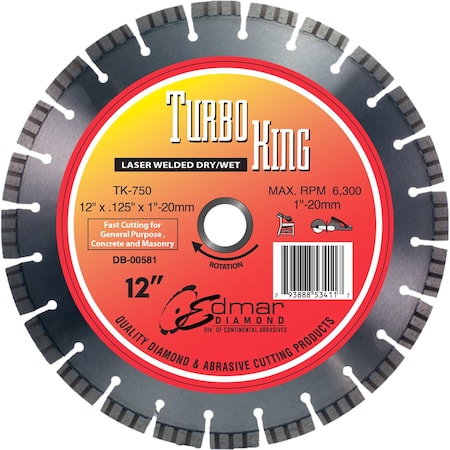Continental Abrasives 14in x .125 x 20mm (turbo segmented) Diamond Saw Blade DB-00587