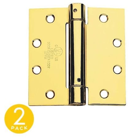 Global Door Controls 4.5 in. x 4.5 in. Spring Full Mortise Square Corner Door Hinge with Fixed Pin - Pack of 2 CPS4540-US3