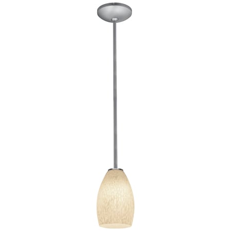 Access Lighting Champagne, LED Pendant, Brushed Steel Finish, White Stone Glass 28012-3R-BS/WHST
