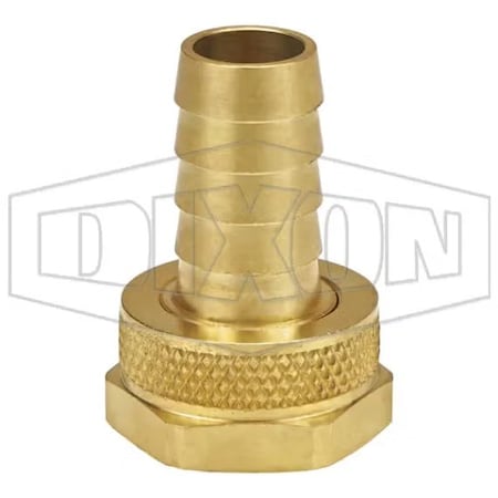 Dixon Standard Shank Garden Hose Thread Female Fitting with Swivel Nut, 3/4 x 5/8 in Nominal, Brass, Domes 5911012CLF