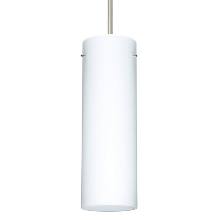 Besa Lighting Besa Stilo 9 Pendant, Opal Matte, Satin Nickel Finish, 1x 40W MAX E26 Base 1JT-493007-SN