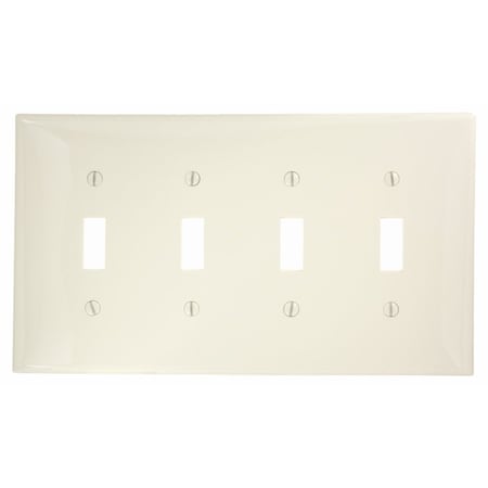 Leviton Switch Wallplate, Midway Size, Gang 4, Light Almond PJ4-T