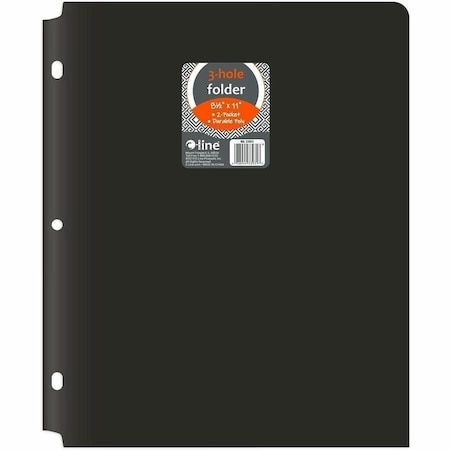 C-Line Products Two-Pocket Heavyweight Poly Portfolio Folder with Three-Hole Punch, Black, 12PK 33931