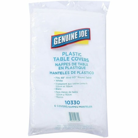 Genuine Joe Plastic Round Tablecovers - 84 Diameter - White, 24PK GJO10330CT