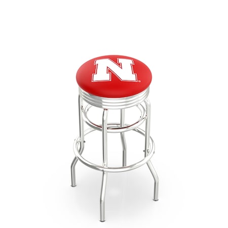 Holland Bar Stool Co 30" Chrome 2-Ring Nebraska Swivel Bar Stool, Accent Ring L7C3C30NebrUn