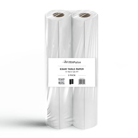 Fifthpulse Exam Table Paper 17 in. x 125 ft., Disposable Paper for Protection, 2 Rolls, White, 2PK FMN100720