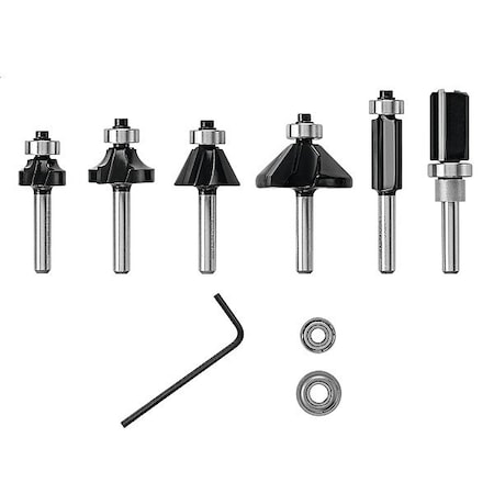 Bosch Router Bit Set, Carbide Tipped, 6 Pcs RBS006TES