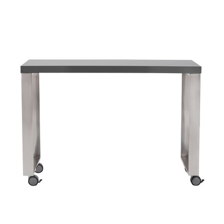 Homeroots 39" Gray and Silver Wood and Stainless Steel Rolling Sled Writing Desk 524924