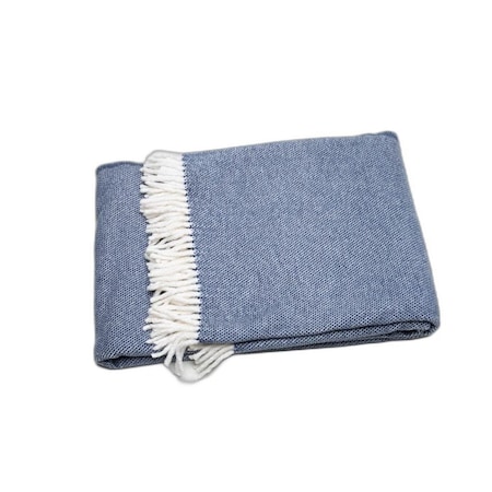 Homeroots Navy Blue Mini Dot Fringed Throw Blanket 475713