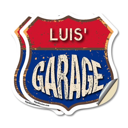 Signmission Luis's Garage, 6 inch X 6 inch, Vinyl Decal, 2PK SHI-D-2PACK-6-383-LUIS