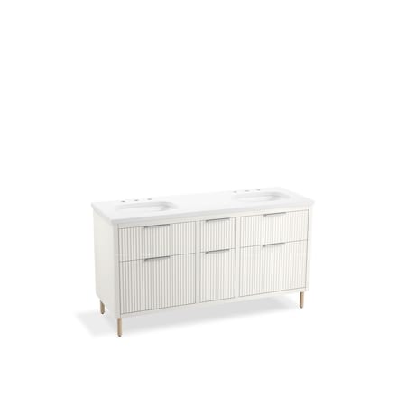 Kohler Spacity 60" wall-hung bathroom vanity cabinet with sinks and quartz top 32173-ASB-0