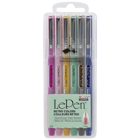 Marvy Uchida LePen Micro-Fine Point Pen, Retro, 6 Colors 4300-6R