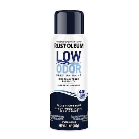 Rust-Oleum Low Odor Spray Paint, Water-Based, Alkyd, Navy Blue, Gloss 388271