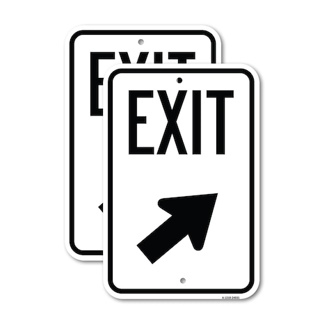 Signmission Exit Sign, Heavy Gauge Aluminum, 12 in W, 18 in H A-1218-2PACK-24031