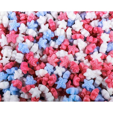 Bubblefast FunPak Red, White & Blue Stars Packing Peanuts Plant Based Biodegradable Compostable 1.5 cu ft Bag FP 1.5-Red, White & Blue Stars