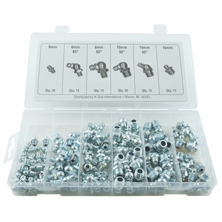 K-Tool International 140 Piece Metric Grease Fitting Assortment KTI00096A