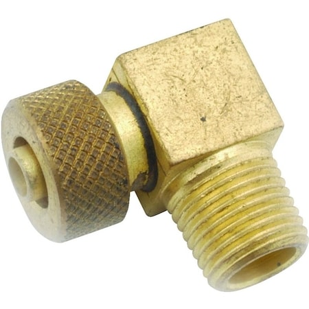 Anderson Metals Tube Elbow, 1/4 x 1/8 in, 90 deg Angle, Brass, 400 psi Pressure 50869-0402