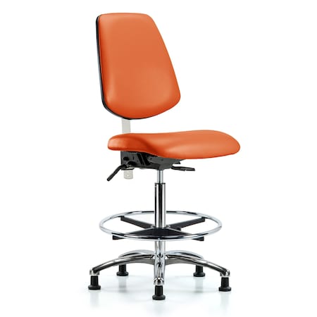 Blue Ridge Ergonomics Clean Room Chair Vin Hi Ben Chair, Med, Bk, Orange, CL100, No Arms, 26" to 35-1/2" Height, Vinyl BR-NCR-VHBCH-MB-CR-T0-A0-CF-RG-8613