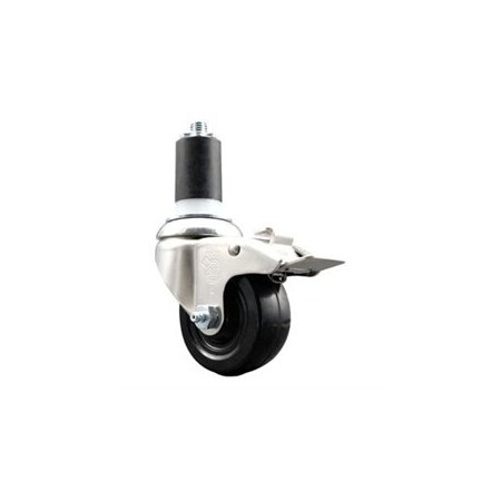 Service Caster 3 Inch 316SS Hard Rubber Swivel 1-5/8 Inch Expanding Stem Caster Lock Brake SCC SCC-SS316TTLEX20S314-HRS-158
