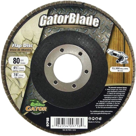 Gator Blade 4-1/2'' 80-Grit Type 29 Angle Grinder Flap Disc 9718