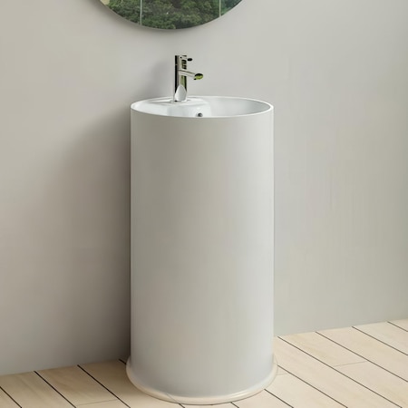 Whitehaus Collection Britannia Freestanding Cylindrical Shaped Bathroom Basin with Single Faucet Hole Drill B-GTE