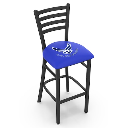 Holland Bar Stool Co 25" Blk Wrinkle U.S. Air Force Stationary Counter Stool, Ladder Back L00425AirFor