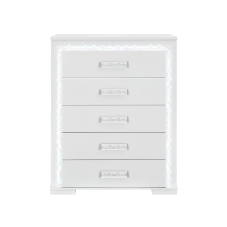 Global Furniture Usa Contemporary Naomi Silver Marble Chest With Led NAOMI-SILVER MARBLE-CH W/ LED