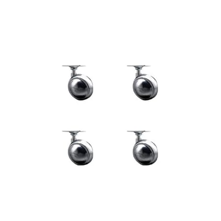 Service Caster 2 Inch Bright Chrome Metal Ball Caster - Top Plate -, 4PK SCC-TP01S20-DCS-BC-4