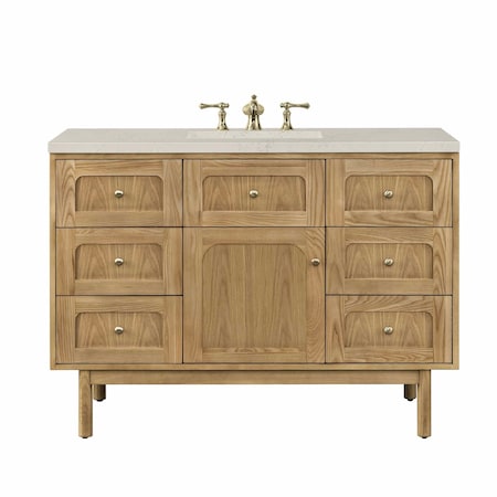 James Martin Vanities Laurent 48" Single Vanity, Light Natural Oak, w/ 3 CM Siberian Silestone Top 545-V48-LNO-3SFR