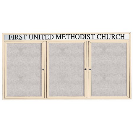 Aarco Outdoor Enclosed Bulletin Board w/ Al Frame Header, Powder Coated Ivory, Neutral 48''Hx96''W ODCC4896-3RHIV