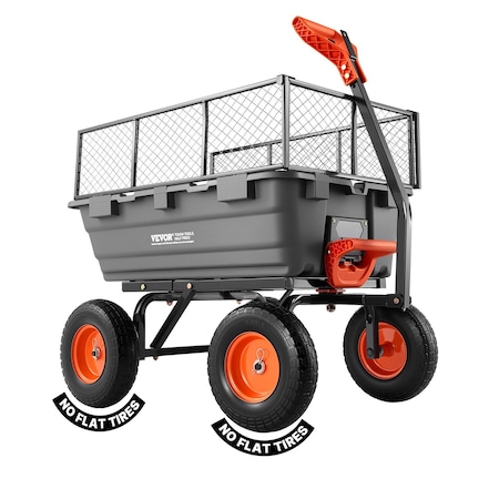 Vevor Garden Dump Cart 1200lbs Poly Dump Cart with 2-in-1 Handle and Storage Fence TC4273C