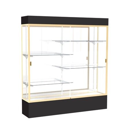 Ghent Lighted Floor Display Case 72x80x16, Mirror, Champange 3176MB-GD-BK