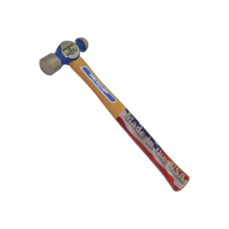 Vaughan Commercial Ball Pein Hammer, Hickory Handle, 12 in, Forged Steel 12 oz Head 770-TC2012