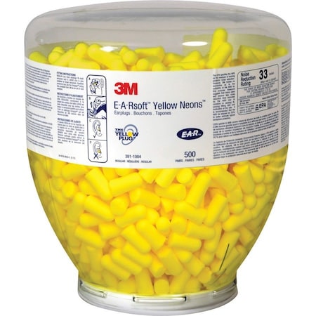 3M E-A-R Polyurethane Earplug Classic Earplugs, Neon Yellow, 1000 PK MMM3911004