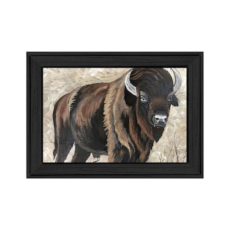 Homeroots The Boss Bison Only Black Framed Print Wall Art 529697